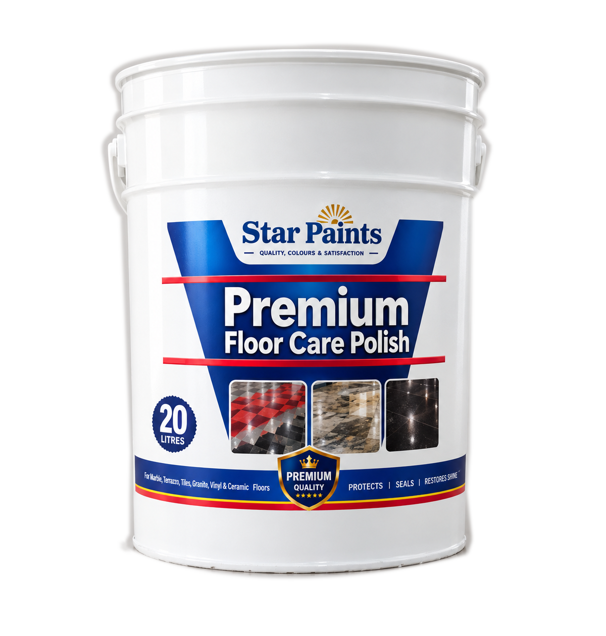 Printed 20-litre floor care polish pail sample